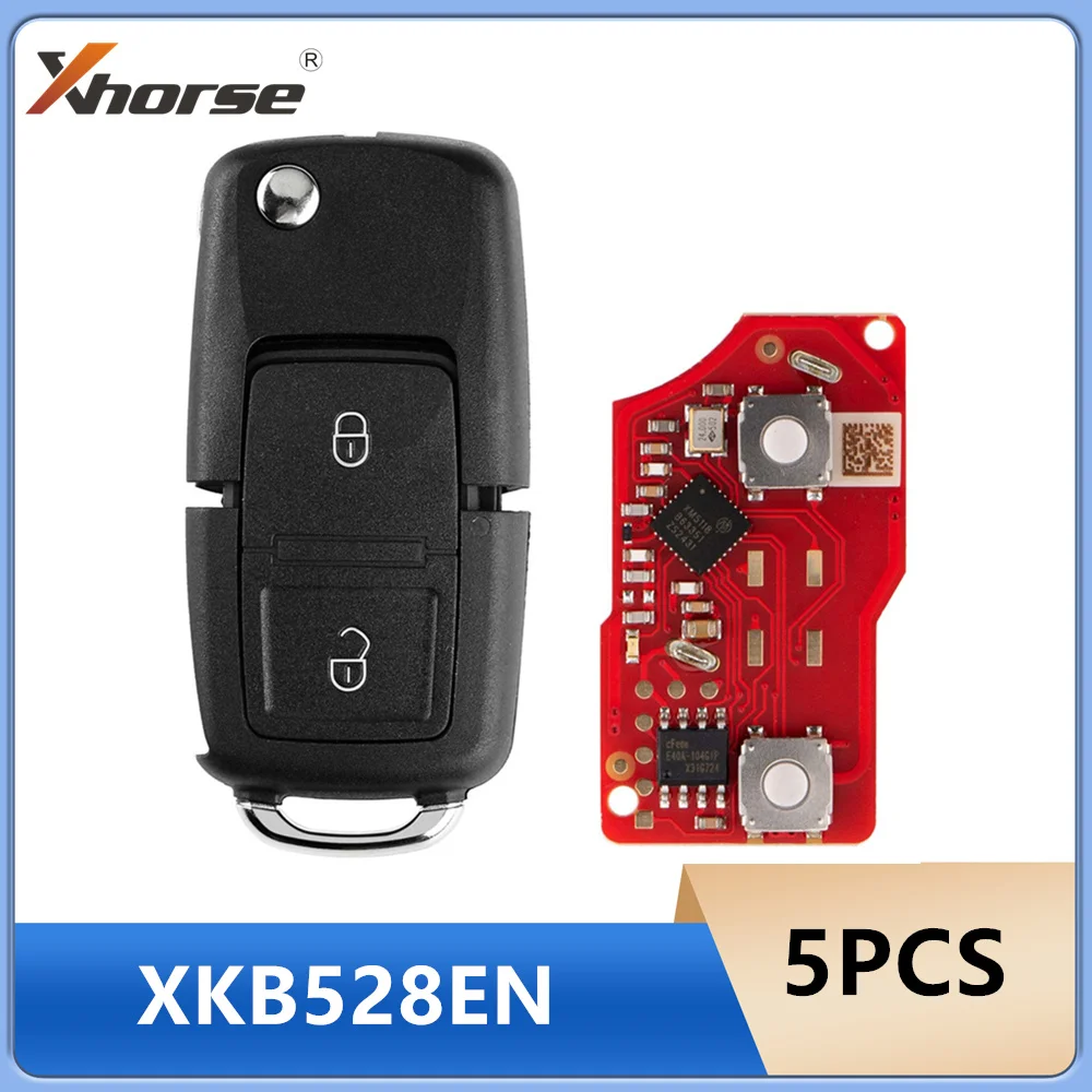 5 Pezzi Xhorse XKB528EN Telecomando a Filo Stile B5 con 2 Pulsanti, Chiave Pieghevole di 2a Generazione di XKB508EN