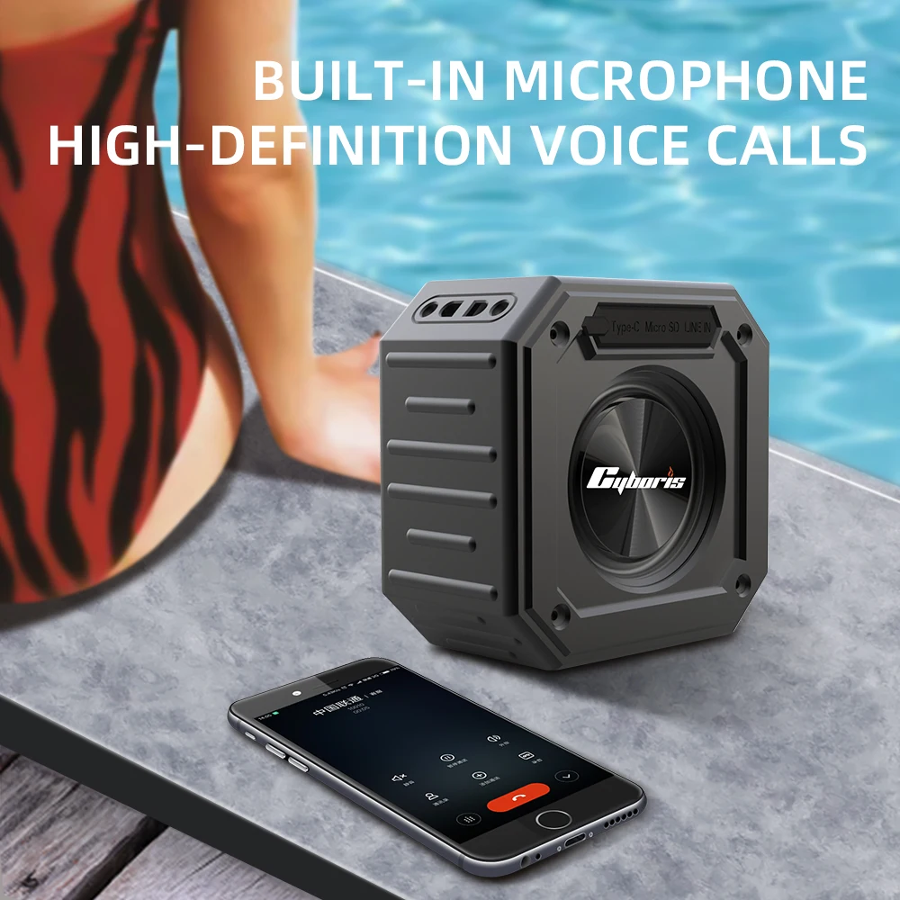 Cyboris CYB-X1 Sport IPX7 Altoparlante da bagno superiore impermeabile 15W Mini altoparlanti portatili da esterno Bluetooth senza fili Audio per auto