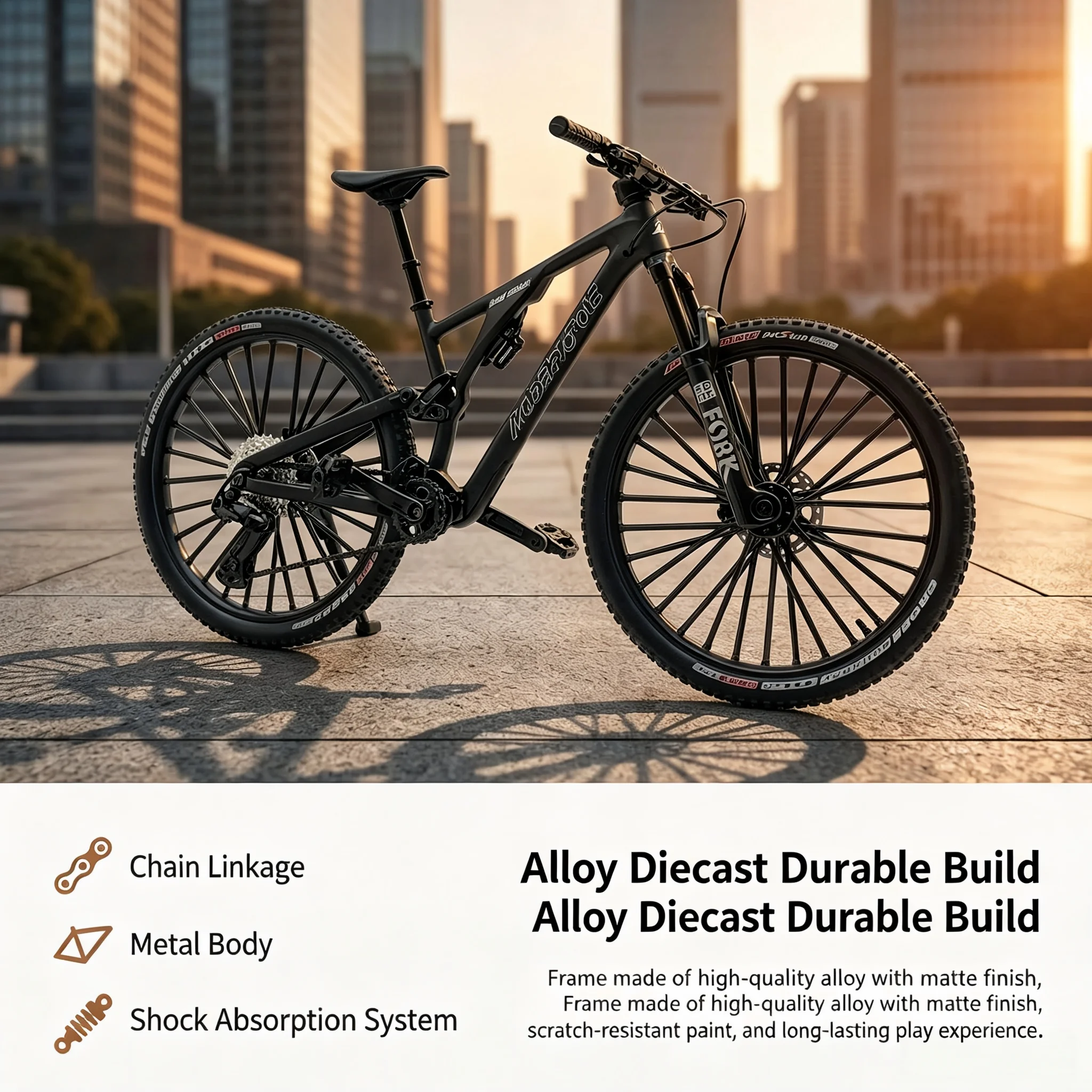 Alloy Full Suspension Mountain Bike Model Mini Diecast MTB Bicycle Figurine Desktop Art Ornament Shock Absorbing Structure for H