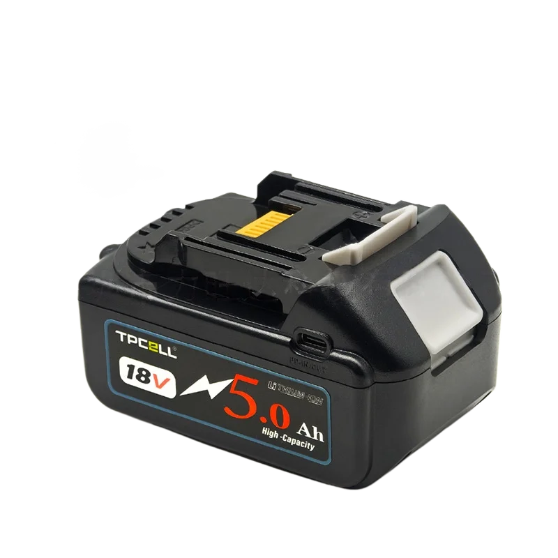 18V 5.0Ah 6.0Ah Type C Fast Charging Battery for Makita Power Tools with PD65W Bidirectional Charge 20P 25R Cells