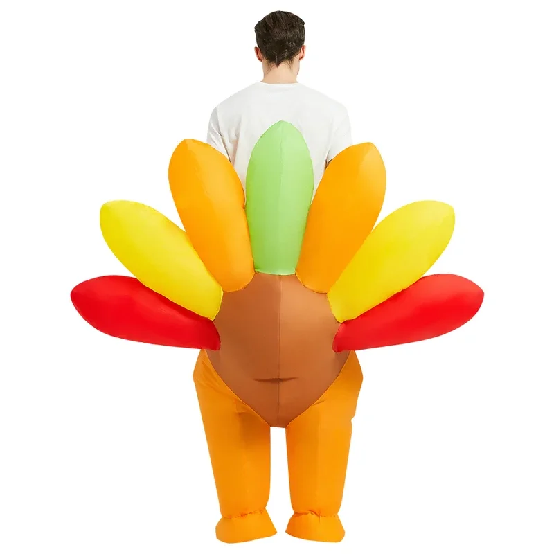 QQ8 ผู้ใหญ่สีสันตุรกีเครื่องแต่งกายสัตว์ตลก Inflatable ชุดสําหรับฮาโลวีนวันขอบคุณพระเจ้า Mascot คอสเพลย์ชุด S5Lk¥