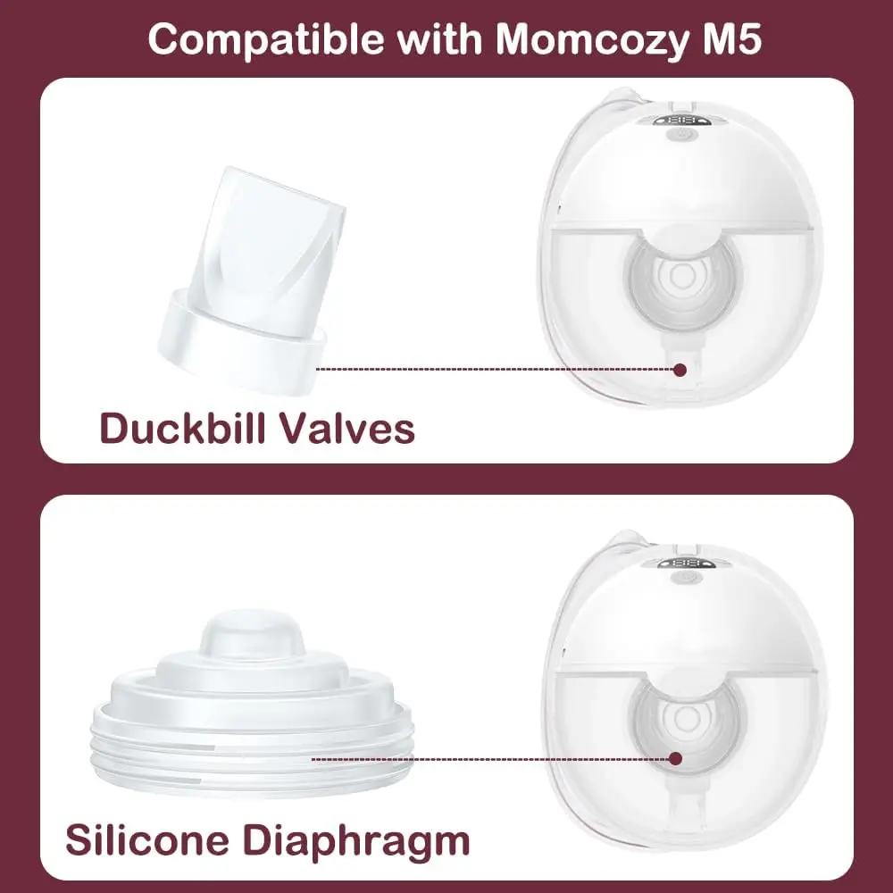 Duckbill Valves and Diaphragm Compatible with Momcozy M5 Breast Pump, Breast Pump Replacement for Momcozy M5 Breast Pump