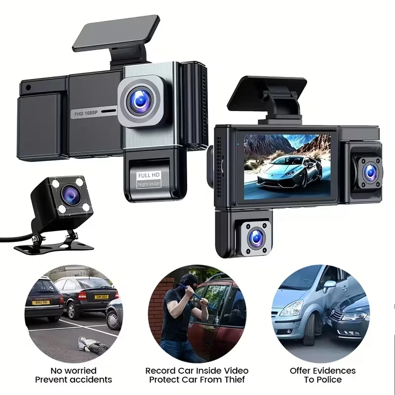 Four-Channel Dash Cam with Night Vision, 1080P Full HD, Wide-Angle Lens, Compatible with Any Vehicle Model