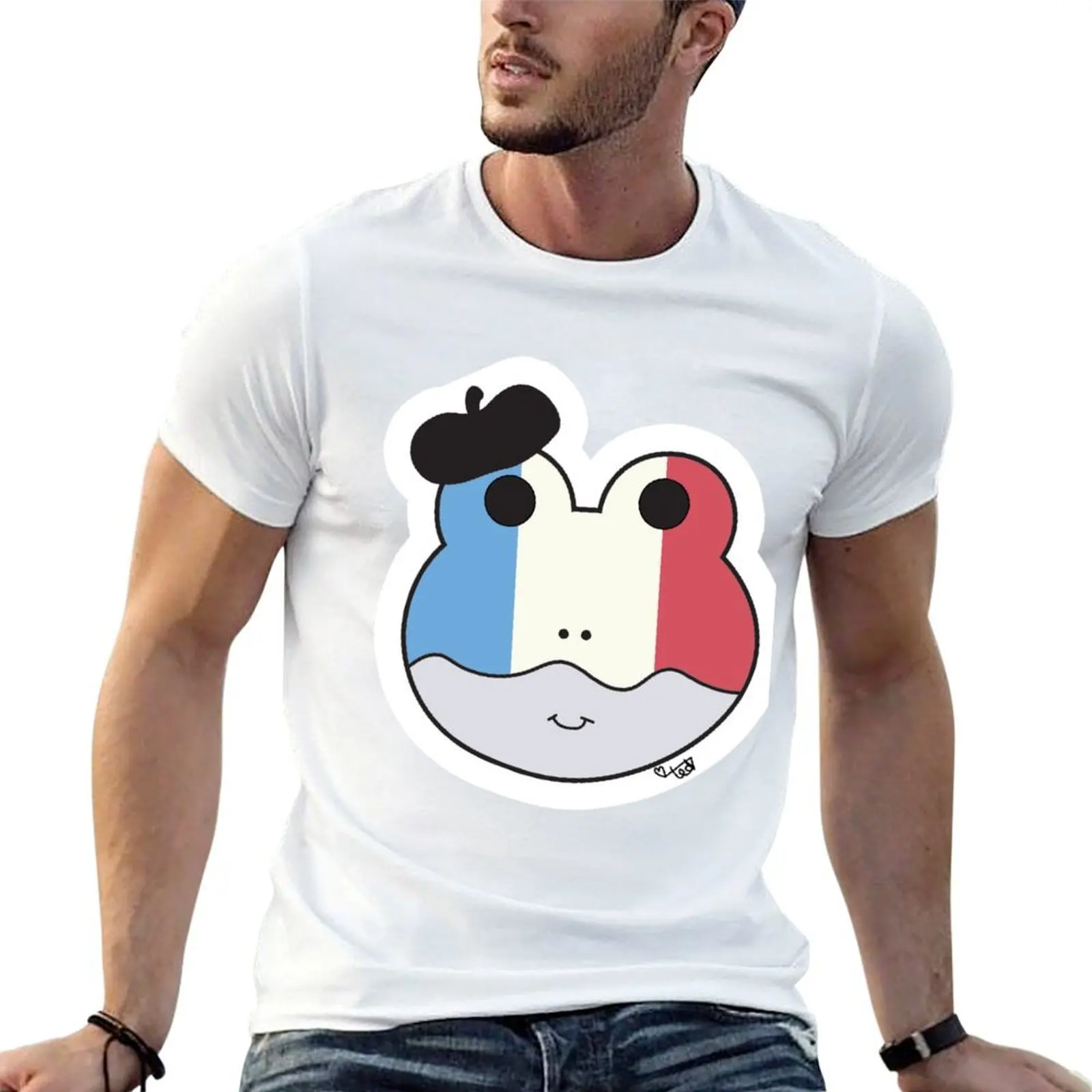 قمصان سوفت مان أنيمي تي شيرت عادي فران؟ Aise الفرنسية تي شيرت الضفدع ، قمصان جرينوي تي شيرت قطن كبير الحجم