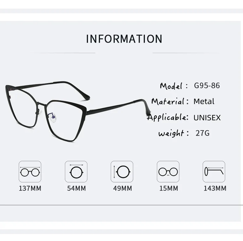 Neue Mode Marke Design Retro Cat Eye Rahmen Photochrome Anti Blau Licht Computer Frauen Lesebrille Weitsichtige Dioptrien 0-6 – Detail 5