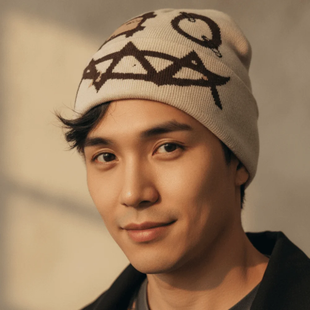 Printed Pattern Printed Pin Beanie Winter Warmth High Elasticity Demon Face Hat Flat Design Acrylic Yarn Hip Hop Knit Cap