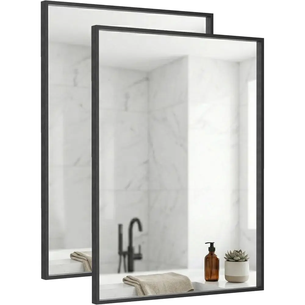 

2-Pack 24x36 Matte Black Bathroom Mirror, Deep-Set Metal e, Heavy-Duty Recular Vanity Mirror or Over Sink, ern armhouse & Indust