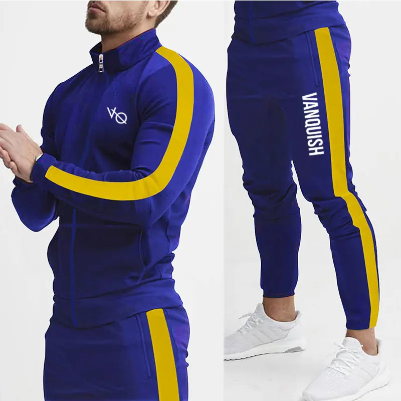 24Men\'s Tracksuit Outdoor Running Fashion Brand Fitness Sportswear Spring And Autumn Zipper Jacket And Sweatpants Men\'s Clothing