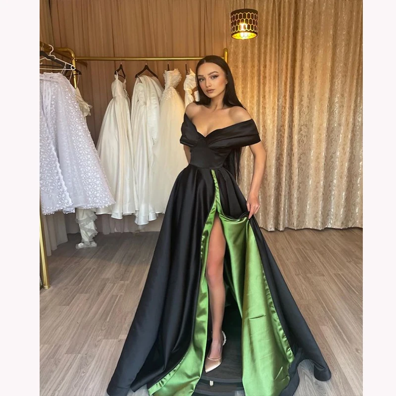 

Bowith Evening Luxury Dress Prom Elegant Black Card Shoulder Long Gown For Women Wedding Party Formal Occasion Gala vestidos