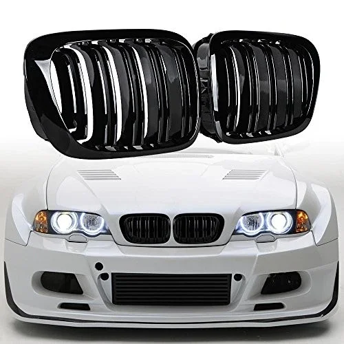 For BMW E46 3-Series 325i 330i 323i 4Door 1998-2002 Car accessories Replacement Part Front Kidney Grille Double-line Matte Balck