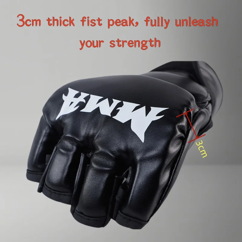 Professional Boxing Training Gloves Half Finger Leather Cushion for Adult Sanda Boxing UFC Training Sandbag Knuckles