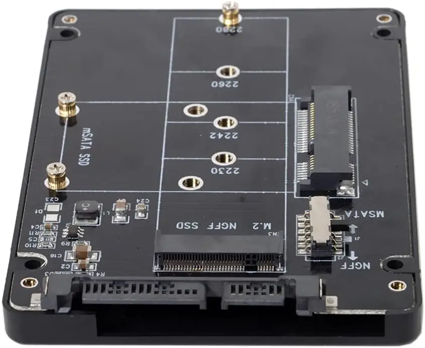 Combo M.2 NGFF B-Key & mSATA SSD to SATA 3.0 Adapter Converter Case Enclosure with Switch