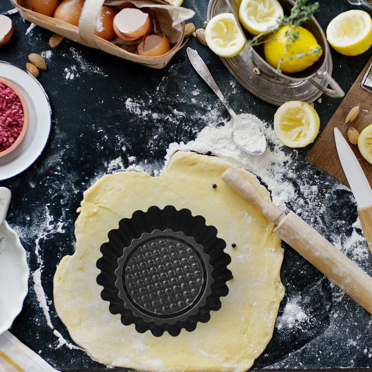 

12 Pcs Egg Tart Mold Flower Shaped Baking Supplies Mini Tarts Cookie Molds Non Stick Easy Clean Home Professional Use