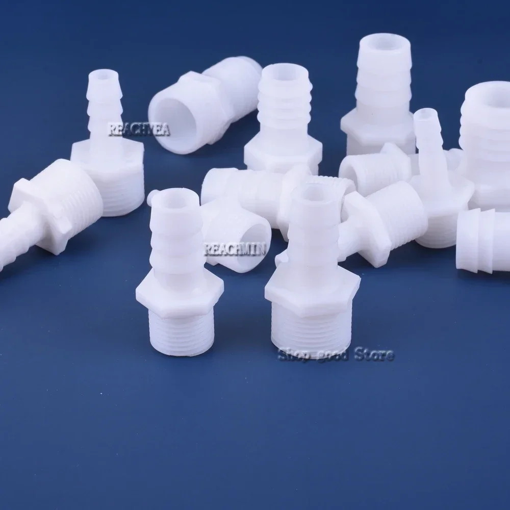 Plastic Pijpfitting Pagode Barb Naar 1/2 3/4 Bsp Bsp Big Thread White Pe Koppeling Straight Fish Tank Slangconnector