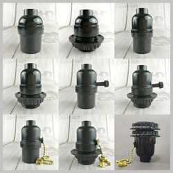 UL bakelite lamp holder E26 Vintage Edison spiral bulb base zipper and knob switch Vintage chandelier and table lamp holder