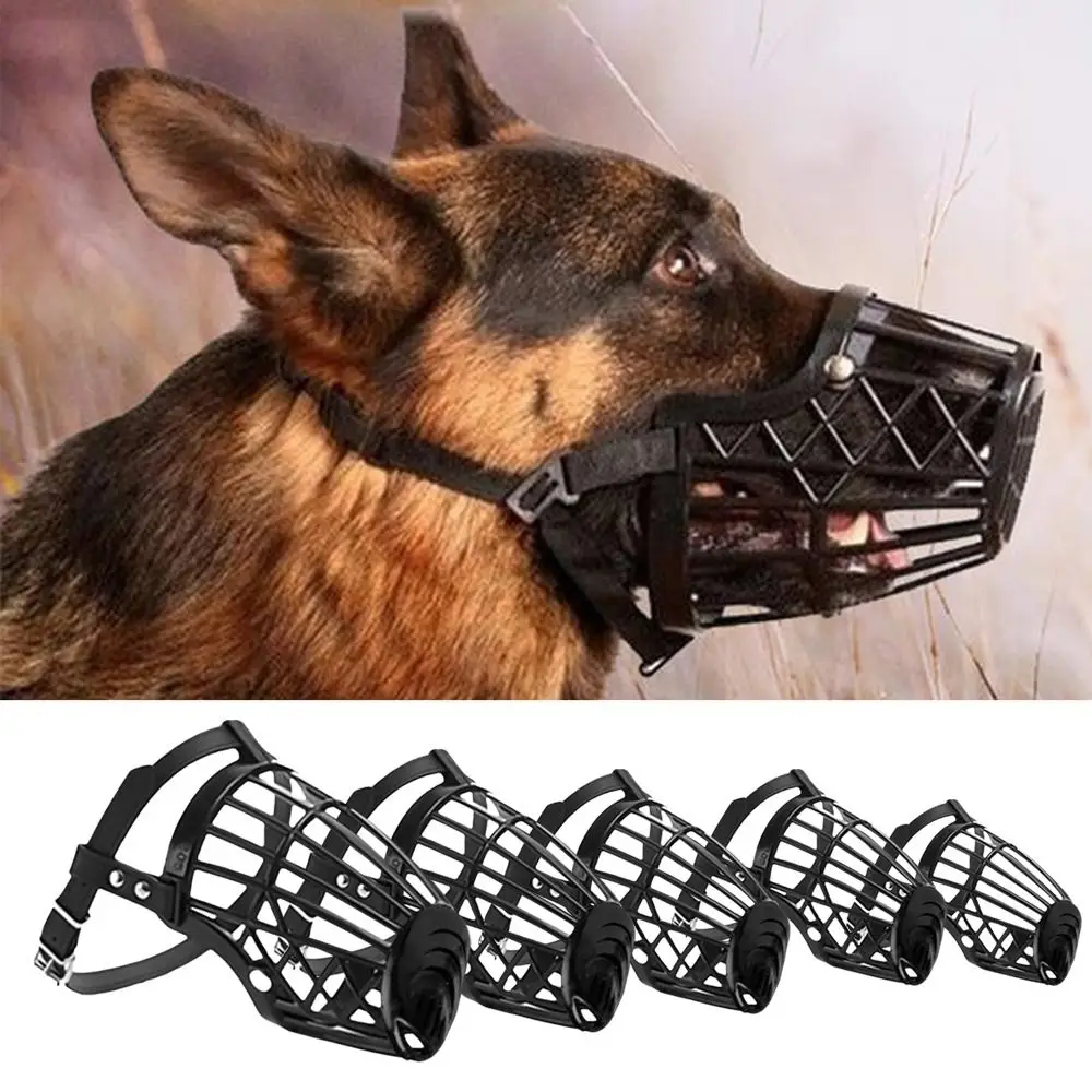 Soft Plastic and Leather Strong Dog Muzzle Basket Design Anti-biting Adjusting Straps Mask Dog Muzzle for Small Medium Large Dog