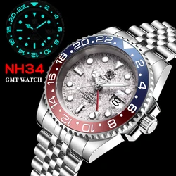 2023 New NH34 GMT Watch For Men Mechanical Wristwatch Luminous Bezel Sapphire Glass Stainless Steel Automatic Reloj Hombre