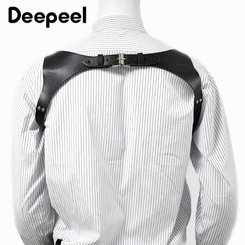 Deepeel-男性用合成皮革サスペンダー,調節可能なショルダーストラップ,ハーネス,大人用ベルトアクセサリー