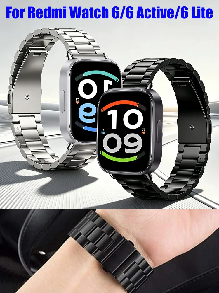 Metallarmband für Redmi Watch 6 Active/6 Lite/6 5 4 Edelstahl-Armband Correa für Xiaomi Mi Band 8 9 10 Pro Armbänder
