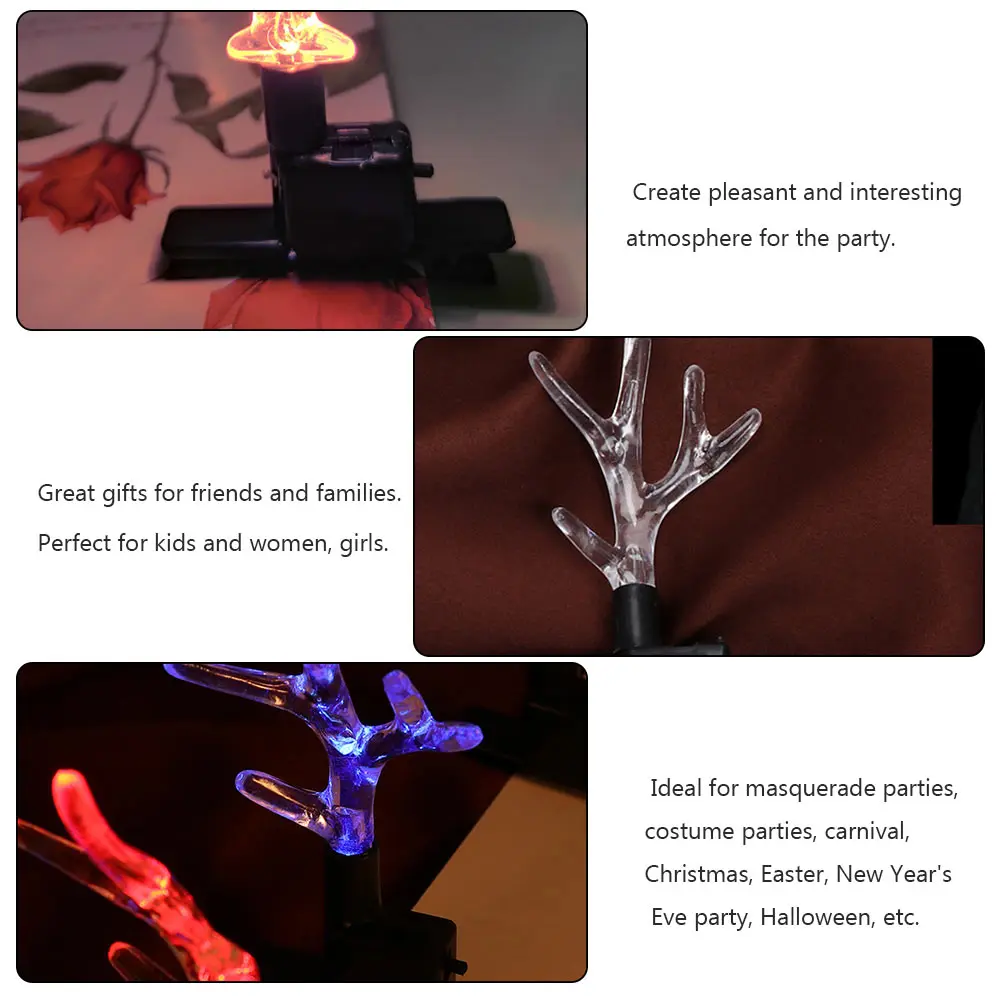 

10pcs Glowing Antler Hairpins Plastic Party Headdress For Women Christmas Halloween Carnival Masquerade Costume Decoration