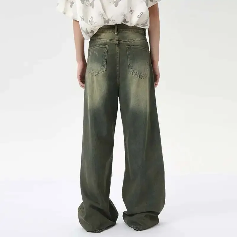 أزياء فضفاضة للرجال مستقيم الدينيم السراويل النمط الأمريكي عارضة البالية تصميم واسعة الساق الجينز الصيف الاتجاه الجديد #4