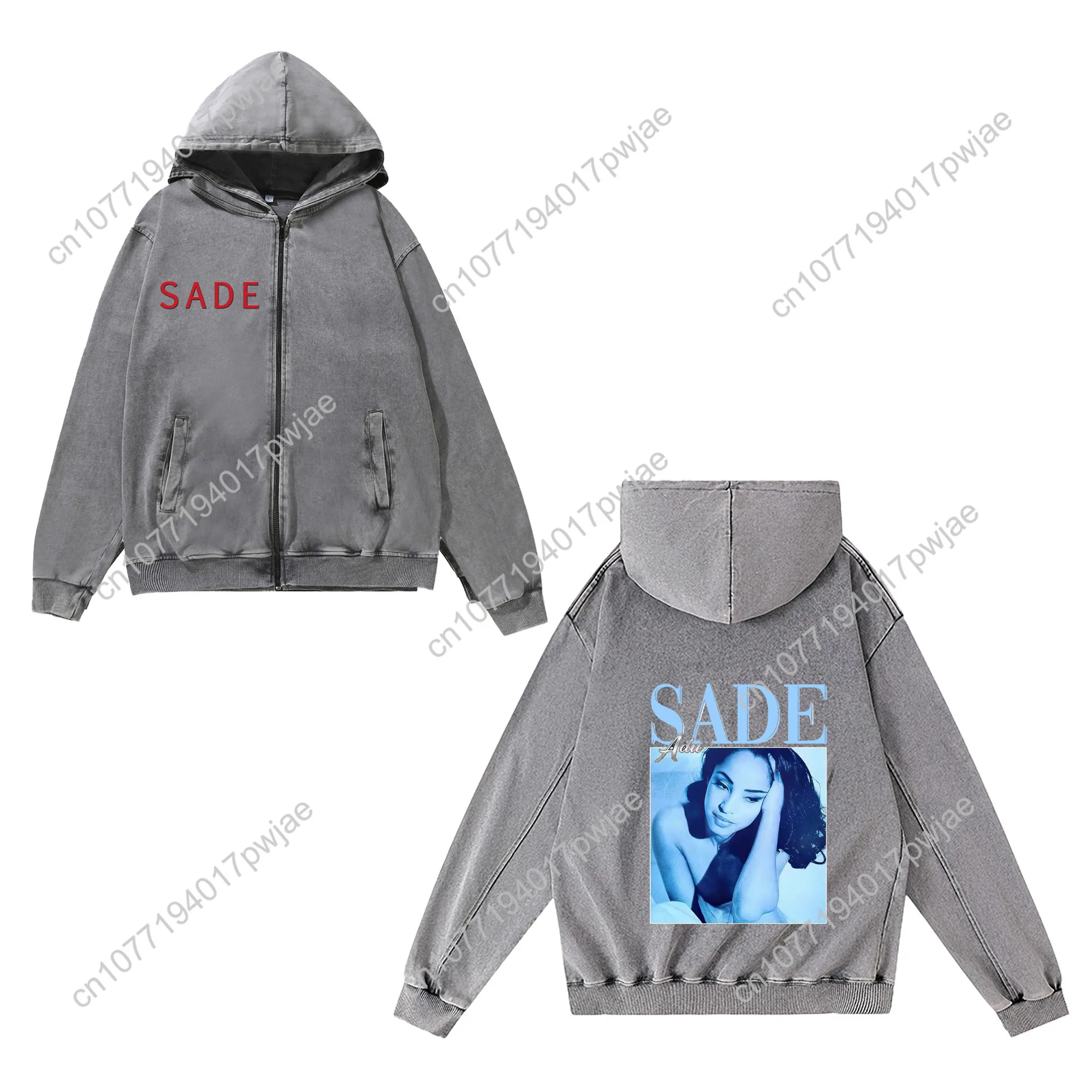 Singer Sade Adu Zipper Sweatshirt Man Woman Vintage Hoodies Sweat Shirt With Pocket Full Zip Customized Jacket Tops - Image 2