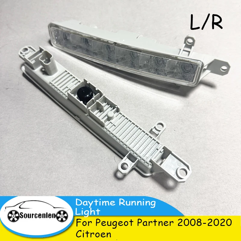 1pc 6LED DRL Car Daytime Running Light for Peugeot Partner 2008-2020 Citroen 9802795580 9677409380 814300H010 045448