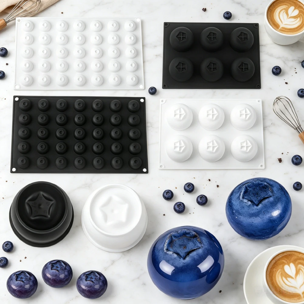 Blaubeer-Mousse-Kuchenform Fruchtförmige Gummibärchen-Silikonbackform für Schokolade und Pudding Dessert-Herstellung Küchenutensilien