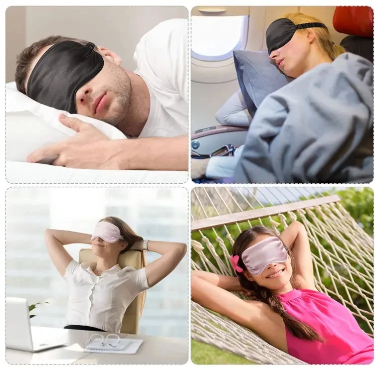 Silk Sleep EyeMasks With Elastic Band  Elastic Strap Pressure Free Perfect Blocks Light Blindfold Slip Silk Sleep Soft Eye Mask