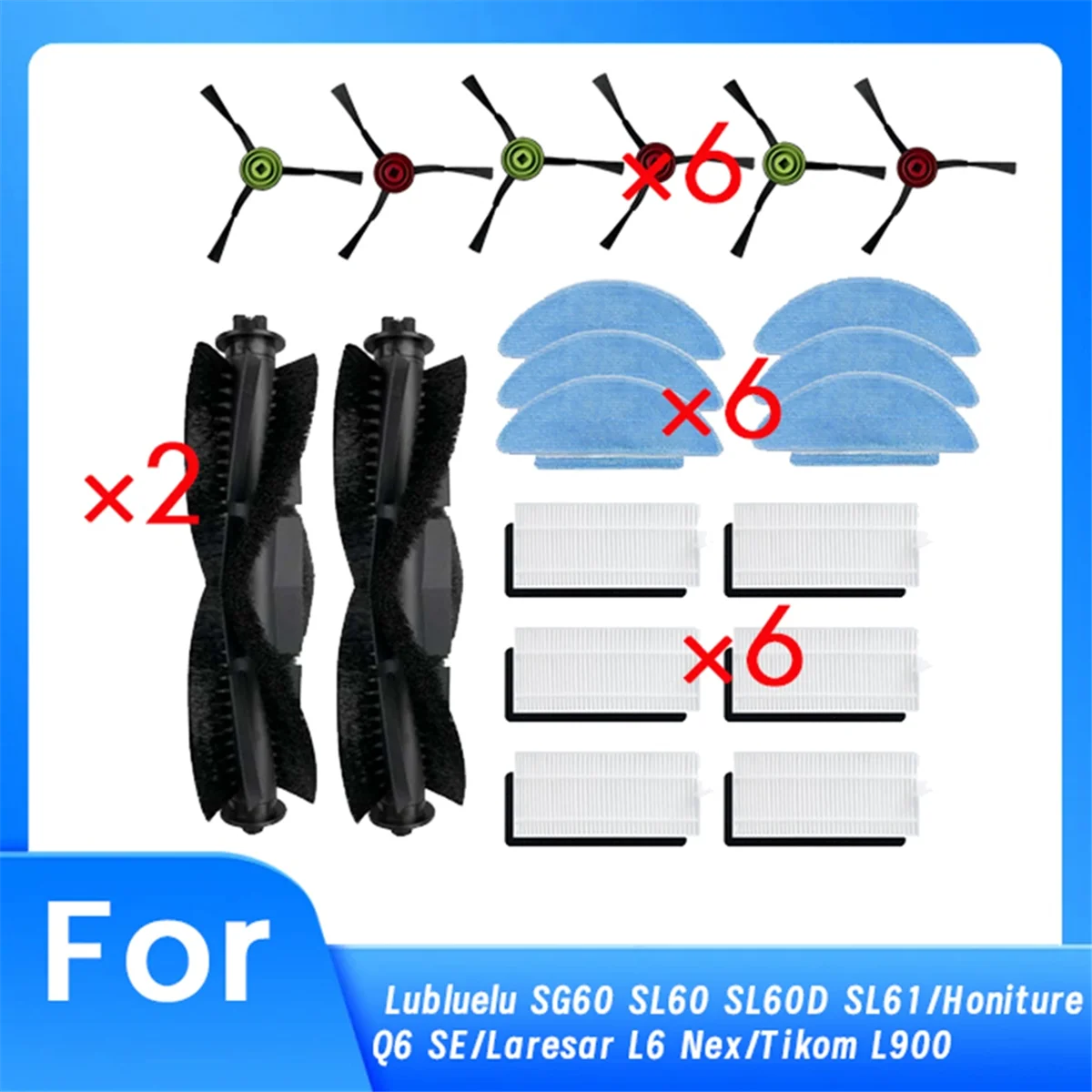 20 Pcs for Lubluelu SG60 SL60 SL60D SL61/Honiture Q6 SE/Tikom L900  ing Robot Cleaner Parts Replacement