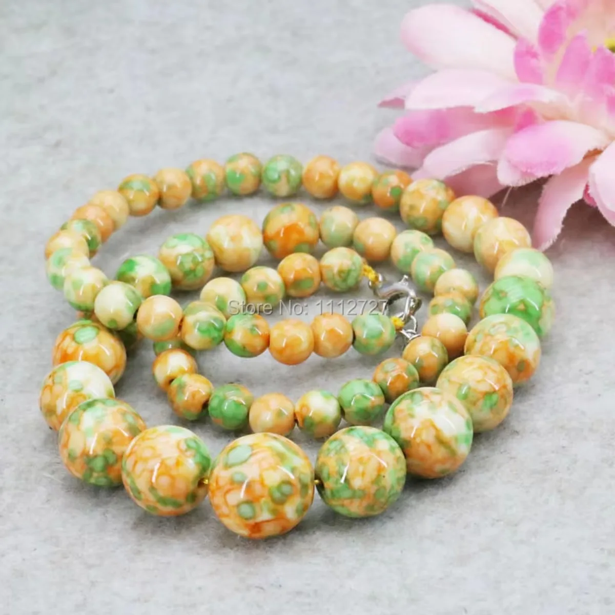 6-14mm Yellow Green Tower Necklace Chain Semi-precious Stone Riverstone Rain Flower Rainbow Fashion Jewelry for Women Girls Gift image 5