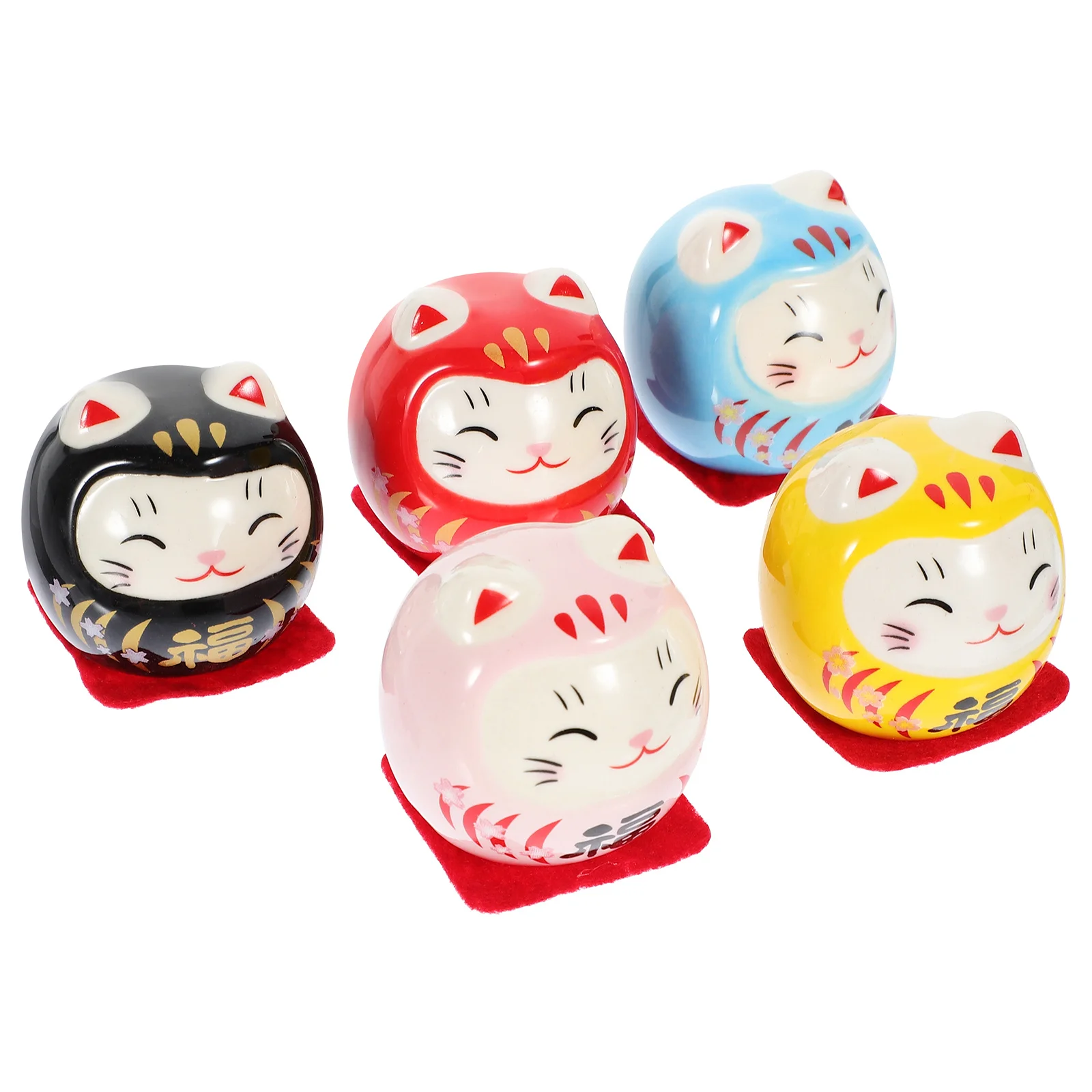 

5pcs Japanese Ceramic Figurine Mini Cake Decoration Home Decor Desktop Adorn Wealth Lucky Gift Statue Maneki Neko