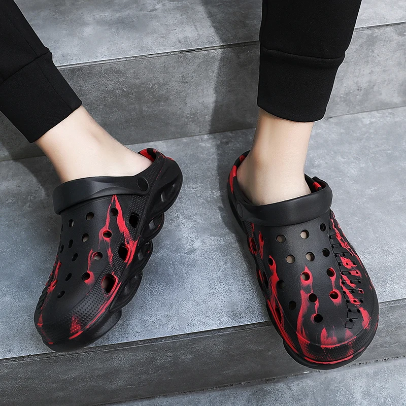 

Новые летние мужские уличные пляжные сандалии, нескользящие мужские полые дышащие удобные тапочки для отдыха, быстросохнущие, устойчивые к запаху Baotou