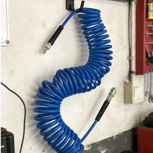 

10-метровый полиуретановый спиральный пневматический шланг для компрессора с быстроразъемным соединением, гибкий пневмоинструмент, пневматические комплектующие