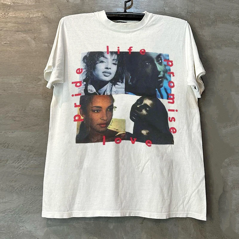 

Summer Sade Sadai European and American Singer Music Album Short Sleeve T-shirt Men Vibe Street American Cotton Round-neck Top