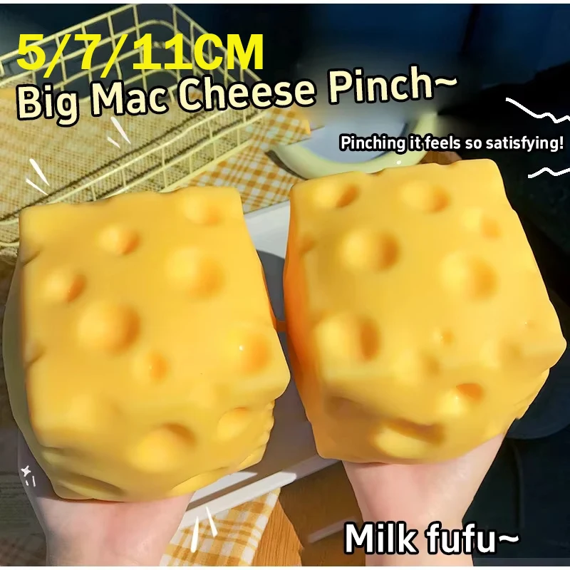 5/7/11Cm Giant Cheese Squeeze Toy Large Size Cheese Squishy Fidget Toys Slow Rebound Shapeable Venting Ball For Adults Kids