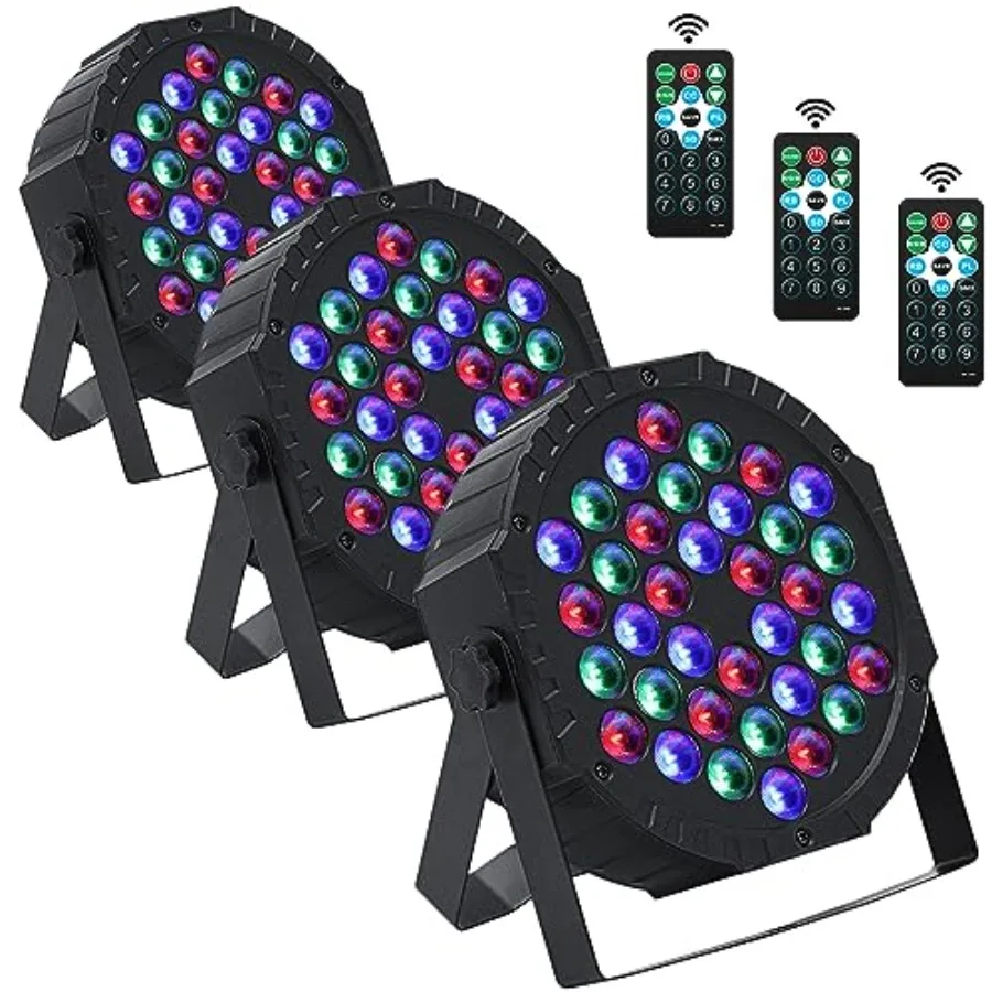 

Pack LED Par Lights DJ Stage Light 7 Channel Par Lighting for Stage with Remote Control and DMX Control Sound Activated Uplight