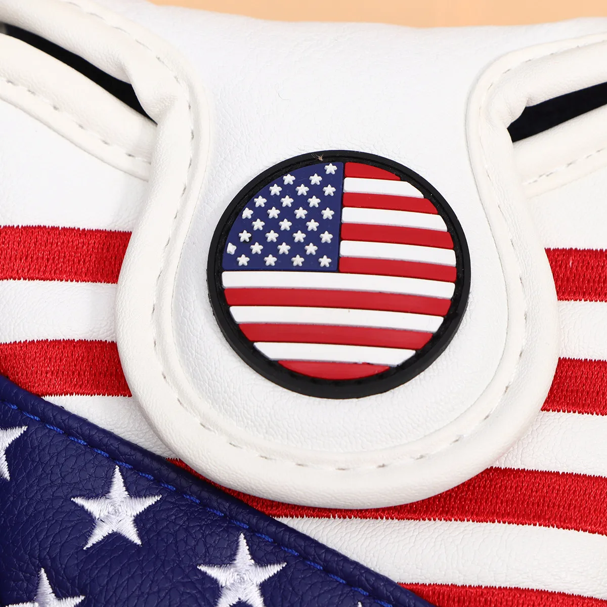 Mallet Putter Cover PU American Flag Style Half-Round Club Head Cover Protective Golf Putter Headcover Smooth Fit