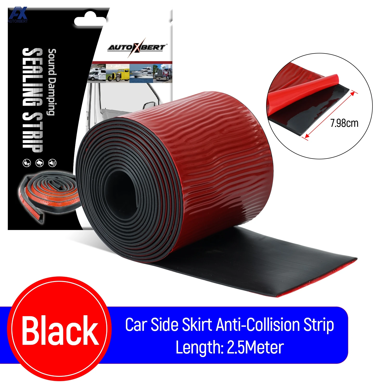 Falda lateral Universal para puerta de coche, Protector anticolisión de goma antiarañazos, tira de protección de pintura corporal, accesorios para coche, 2,5 metros