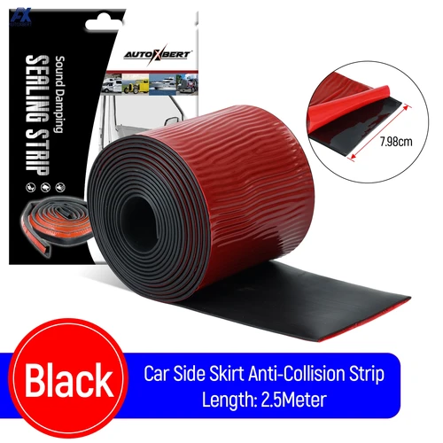 Imagen 1 del producto Falda lateral Universal para puerta de coche, Protector anticolisión de goma antiarañazos, tira de protección de pintura corporal, accesorios para coche, 2,5 metros