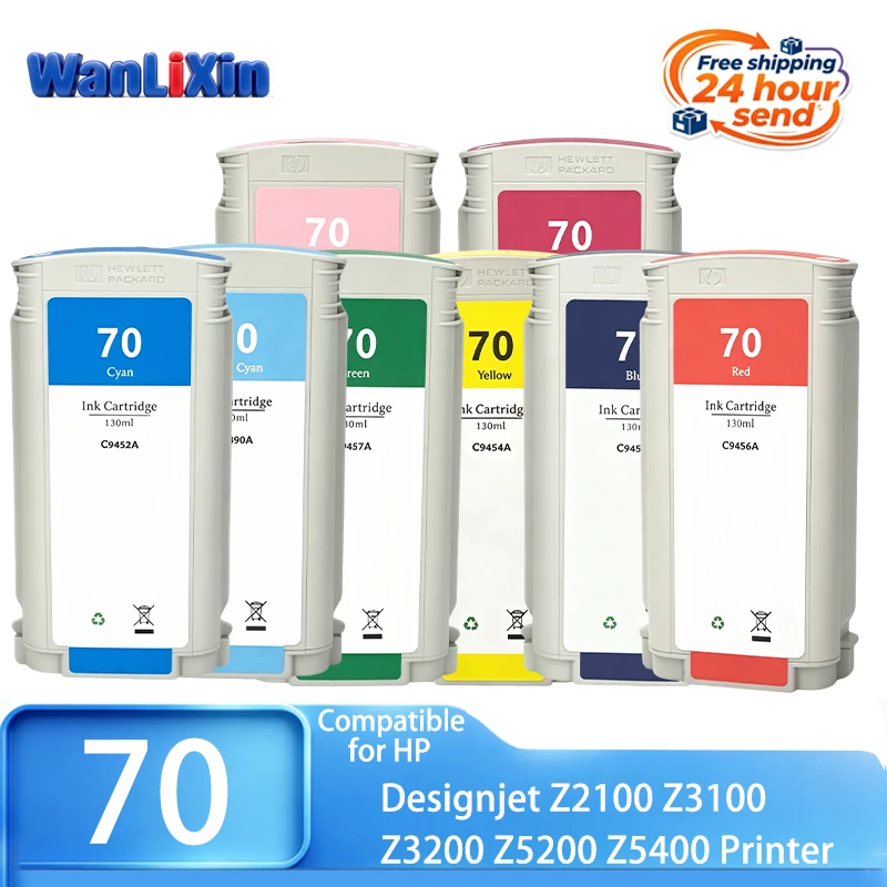 13 Colors 130ml For HP70 70 Ink Cartridge With Full Dye Ink Compatible For HP Designjet Z2100 Z3100 Z3200 Z5200 Z5400 Printers