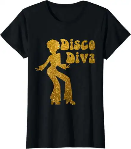 Damskie topy Disco Diva - Retro lata siedemdziesiąte Retro kula dyskotekowa t-shirt prezent Retro