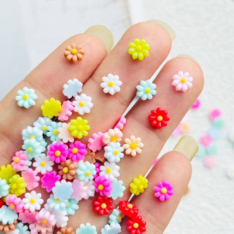 100 pcs resin mixed flower flat back daisy sunflower flower convex circular scrapbook Diy nail art hair clip with accessories