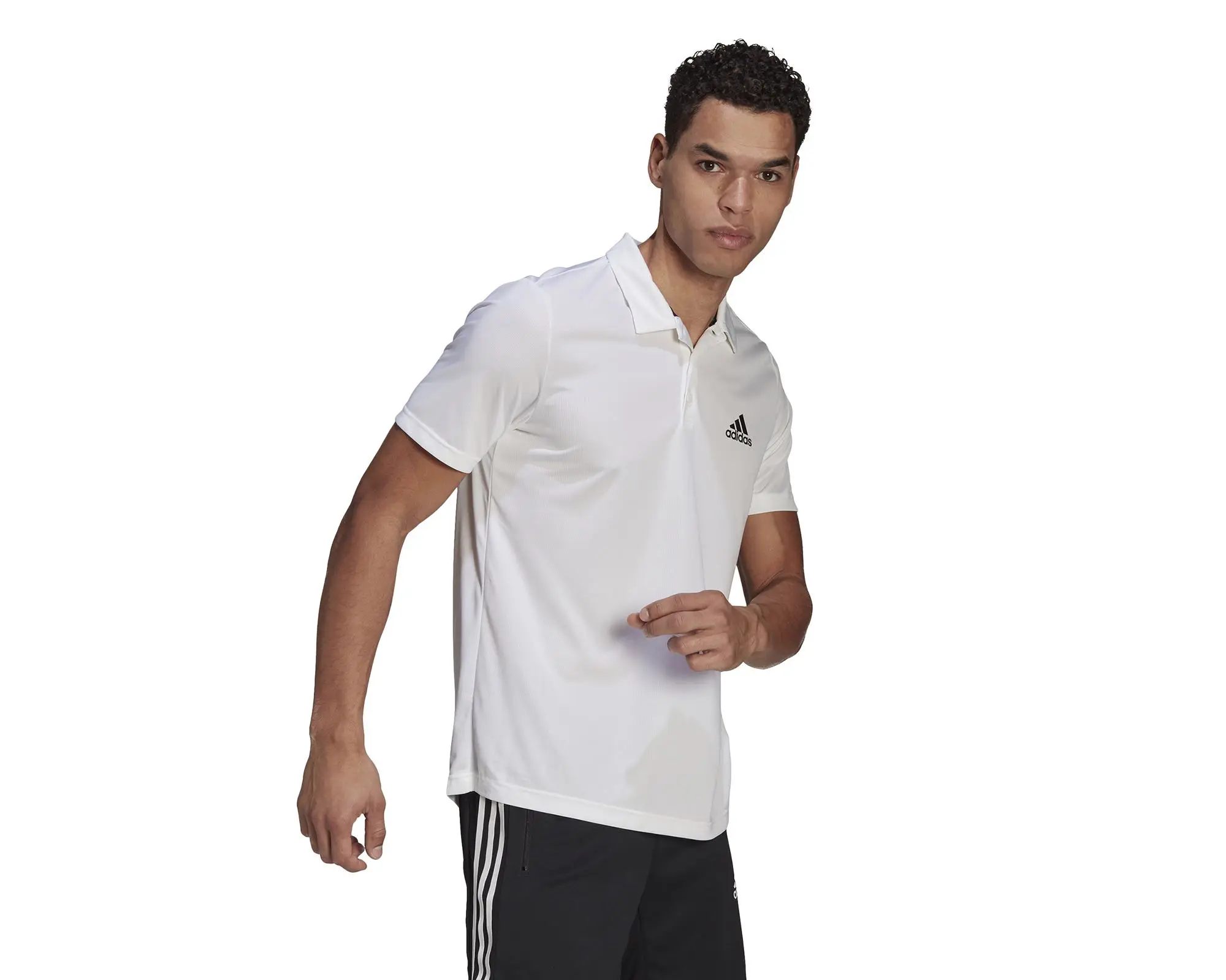 Adidas Original Black men's Training Polo t-shirt Flexible Moisture-wicking Polyester with Collar for Daily Sports and Running