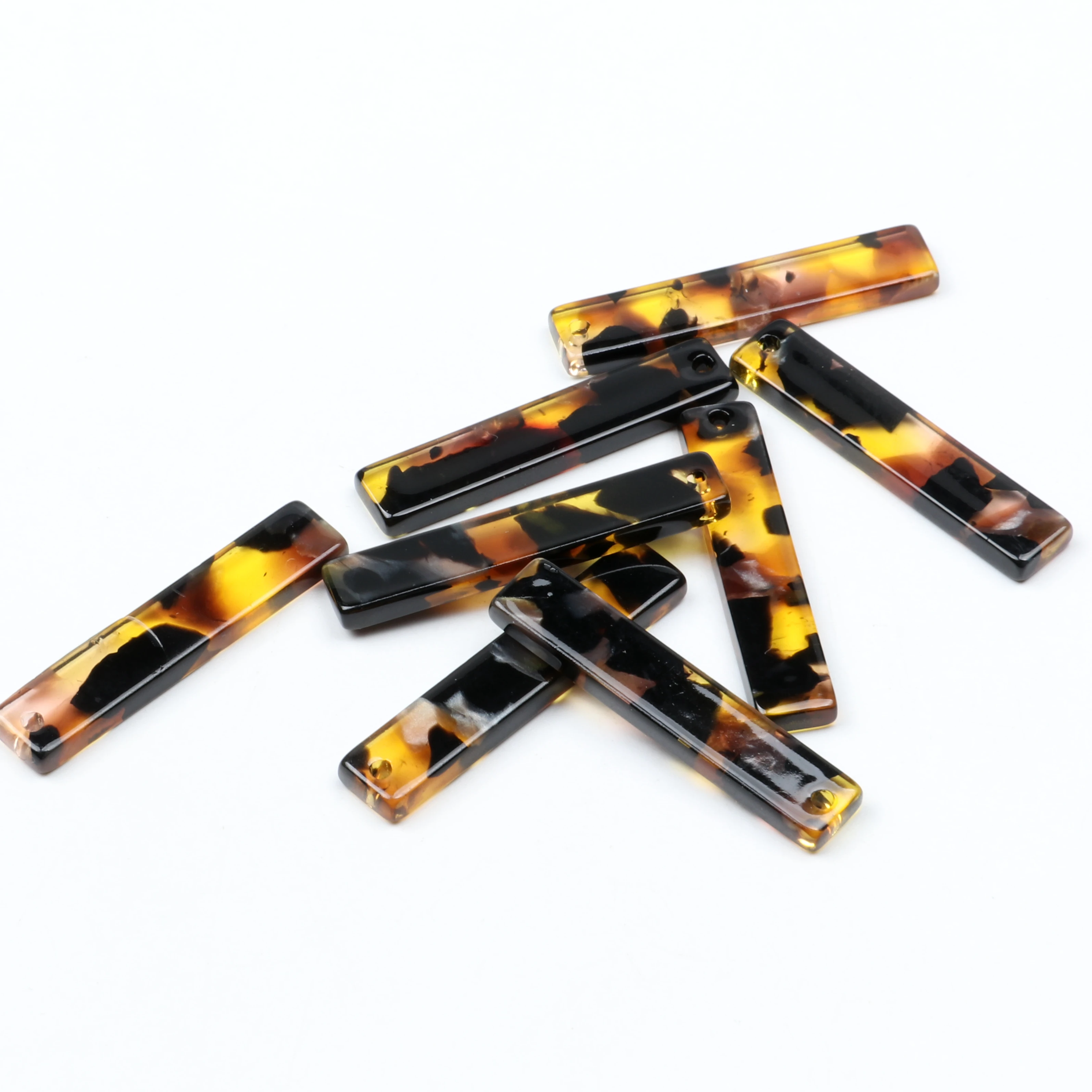 Tortoise Shell  Charm,Acetate Acrylic, Thin Bar Rectangle pendant ,Boho ,Leopard Print,Earring Parts,Ohrringe finding