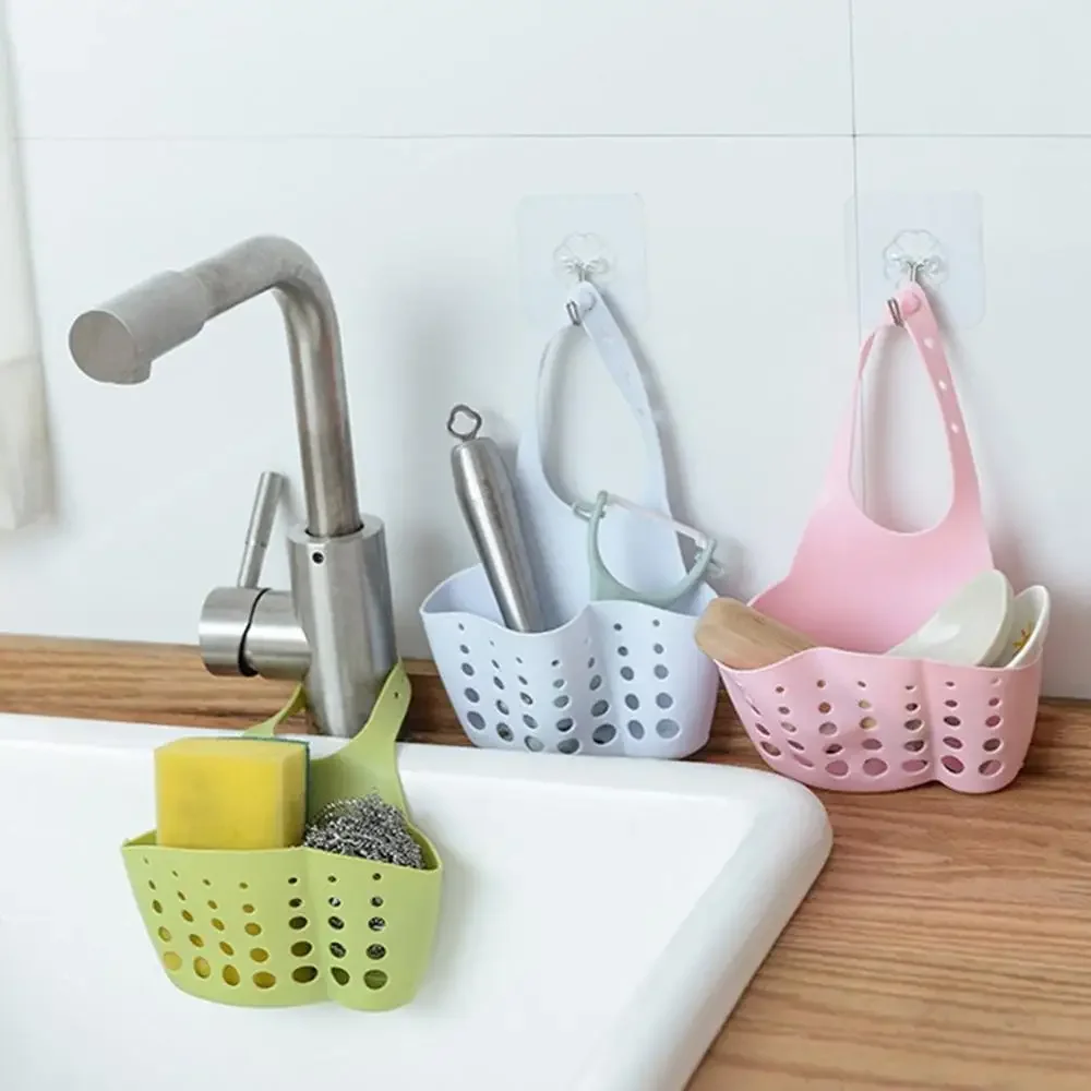 New Kitchen Utensils Sink Double Drain Bag Storage Rack for Sponge Soap Holder Pool Storage Supplies Hanging Basket Drain Rack