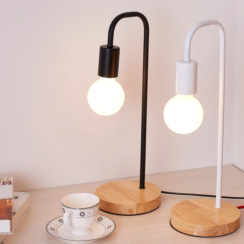 

Modern Table Lamp Iron Body and Wood Base Table Lights For Bedroom Livingroom Children Reading Simple Desk Lamp Lighting