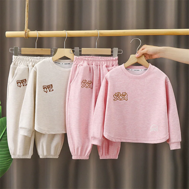Children's Sets Autumn New Girls Outside Sports Suits Kids Casual Tops+Pants 2Pcs Outfits 2025 Toddler Spring Fashion Clothing