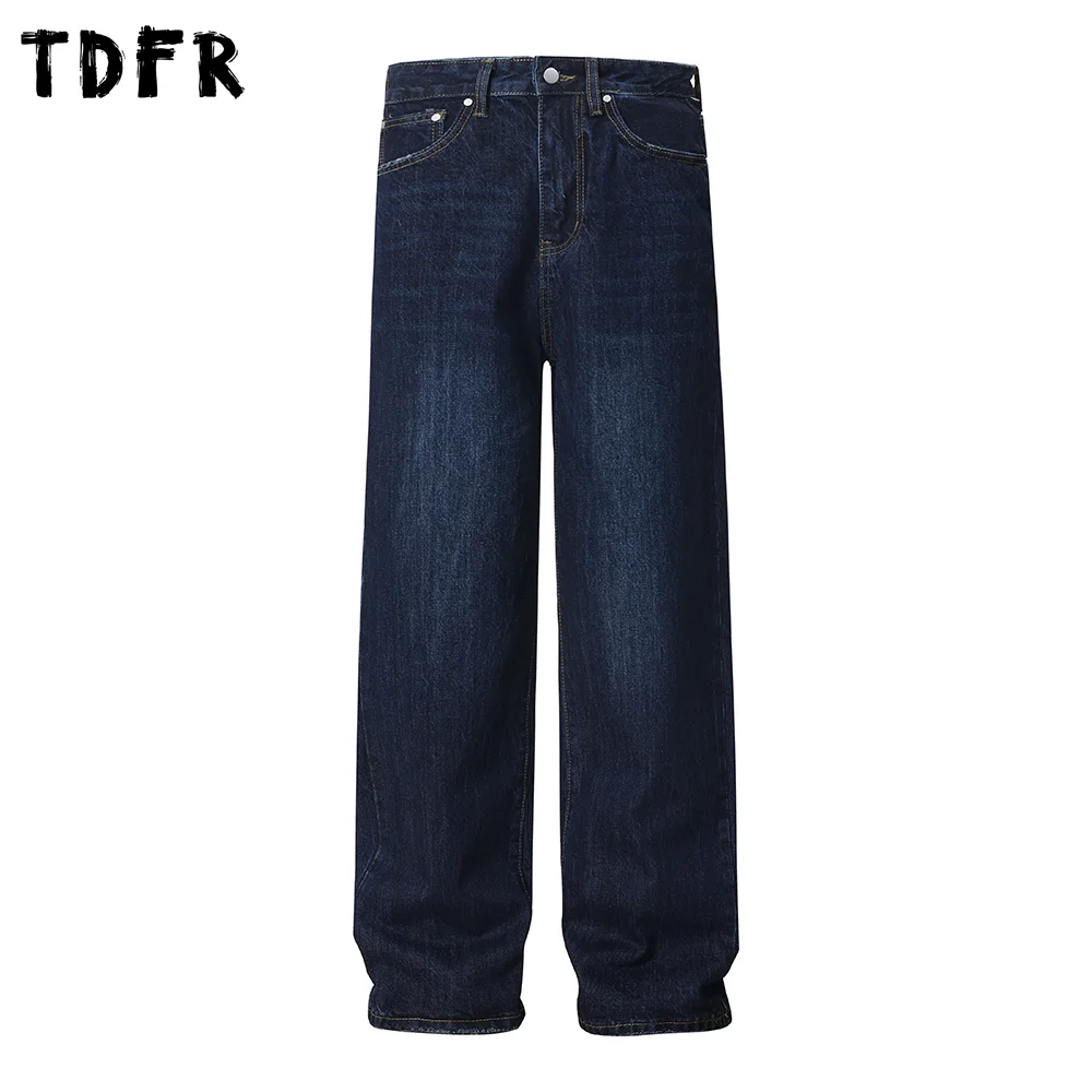 

Embroidery Washed Jeans Mens Ripped Retro Casual Streetwear Loose Straight-leg Denim Pants Men