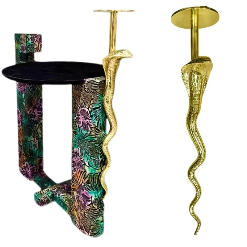 Brass copper serpentine table edge fittings, natural brass finish, modern design